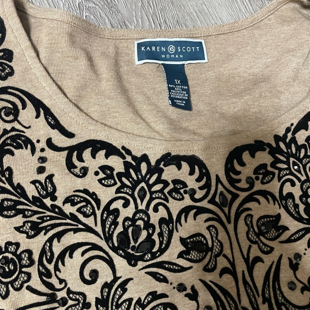 Karen scot plus size Beige Women's Top, 1XL